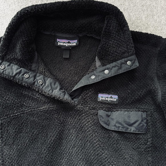 Patagonia Re-Tool Snap-T Fleece Jacket Womens Medium Black Polartec Pullover - Picture 2 of 8
